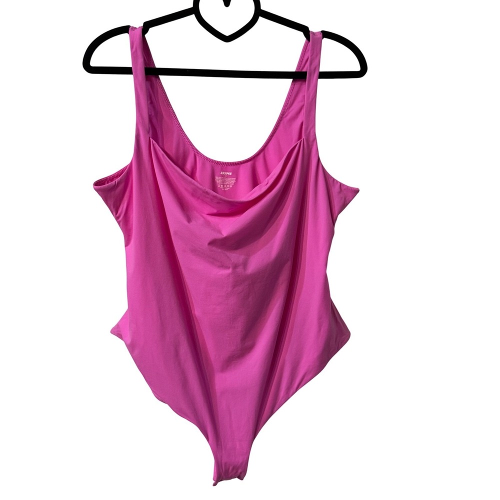 SKIMS Fits Everybody Neon Pink Square Neck Sleeveless Bodysuit‎ 4X - Picture 2 of 8
